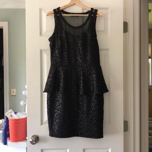 Black patterned peplum dress